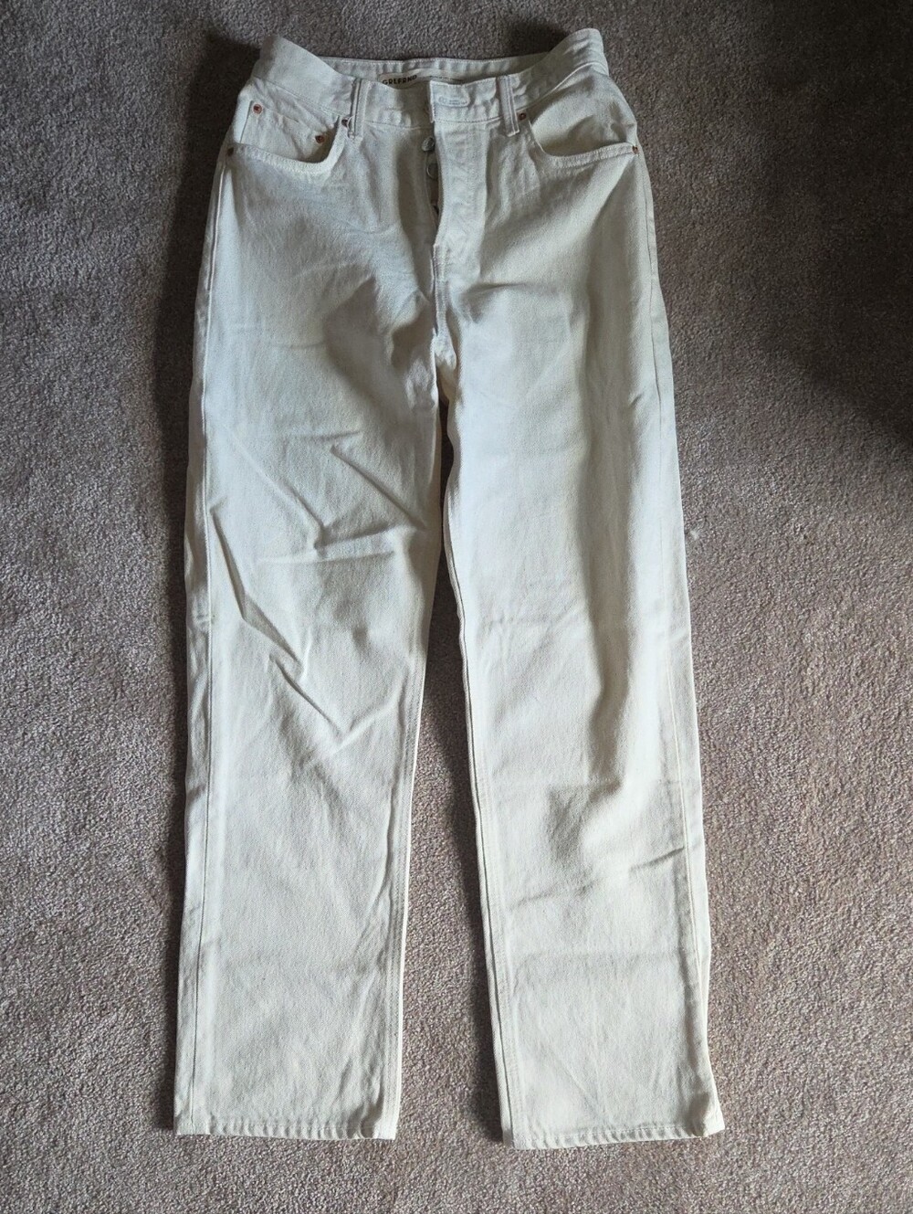 GRLFRND Mid-Rise Loose Boyfriend Jeans in Cream